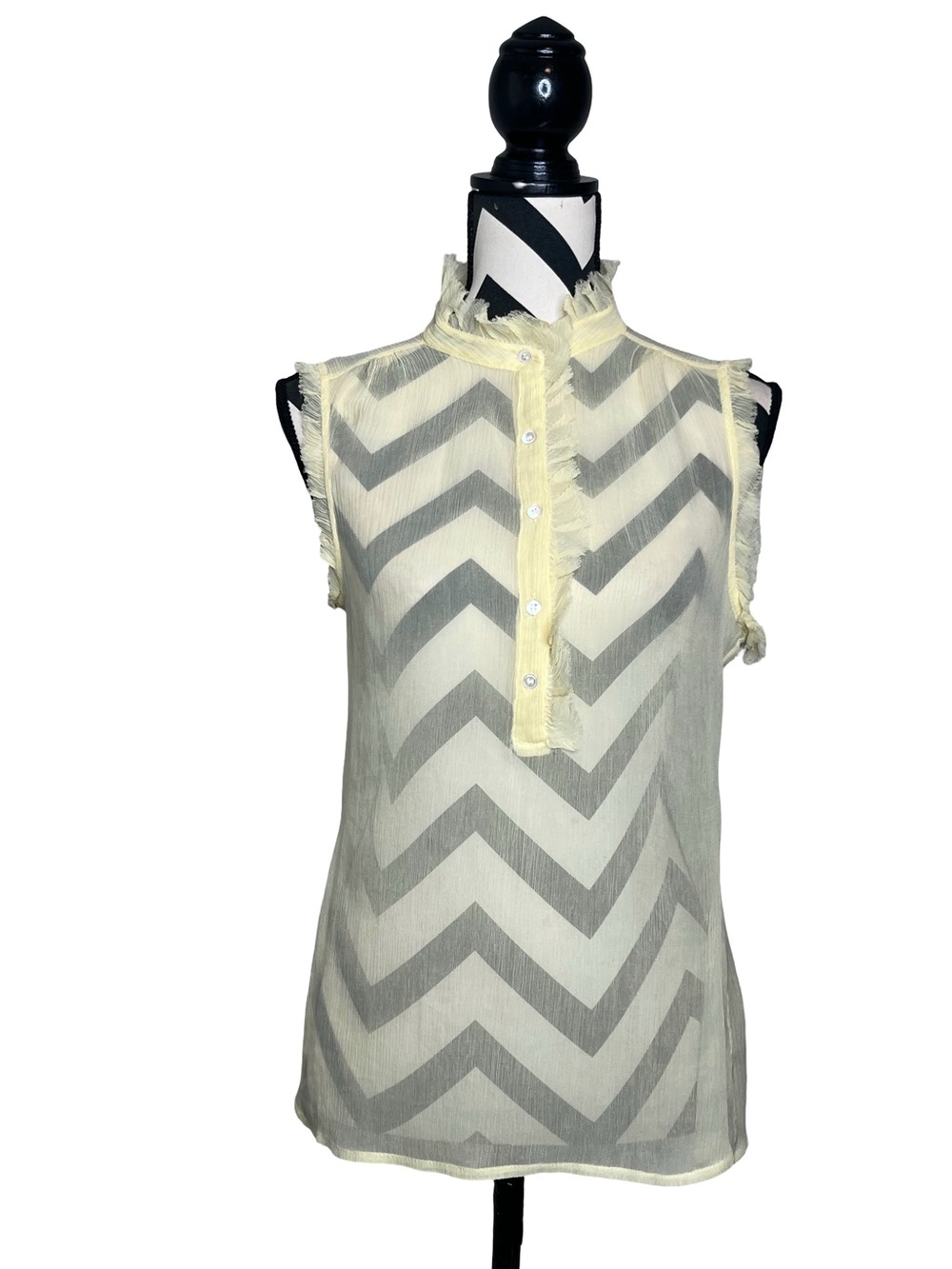 Black Saks Fifth Avenue 100% Silk Sheer Lightweight Ruffle Tank Top Sz 4
